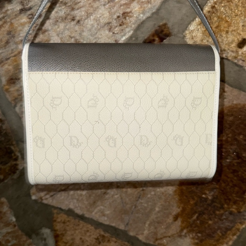 Auth Christian Dior Honeycomb Leather Gray Shoulder bag W/Box - Picture 3 of 15